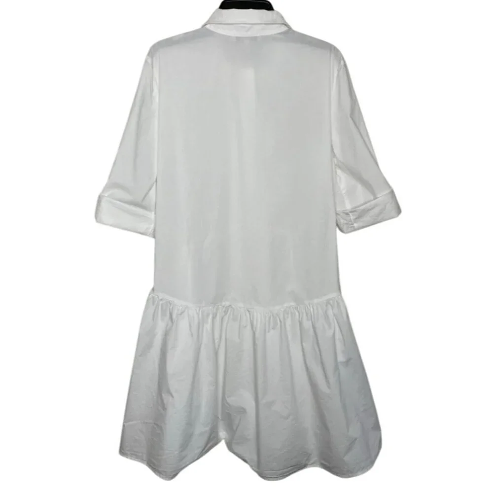 Madewell Button Front Mini Shirtdress in Poplin White NS126 Large - Picture 3 of 7